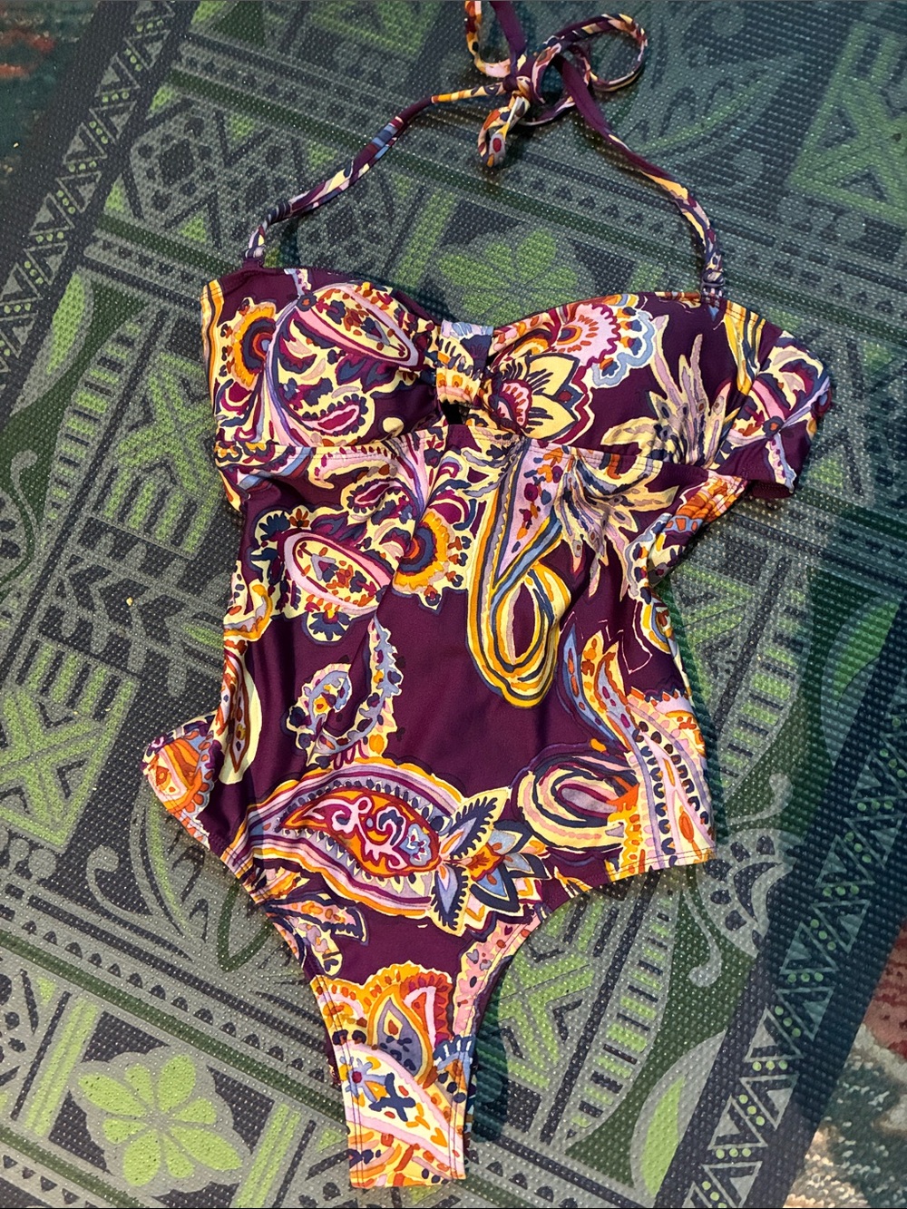 Classy elegant SEXY Sézane x Ysē Purple Floral Paisley swimsuit NWT 2 💋